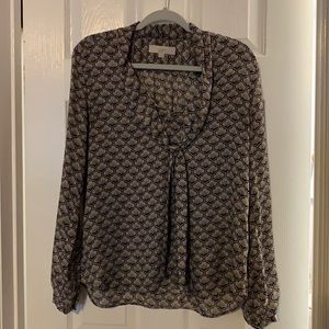 Nude and black patterned Loft blouse